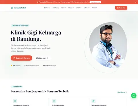 Screenshot showcase website Klinik Gigi Senyum Sehat